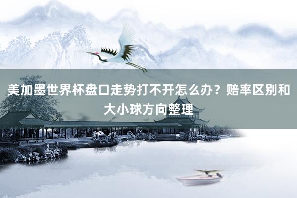美加墨世界杯盘口走势打不开怎么办？赔率区别和大小球方向整理